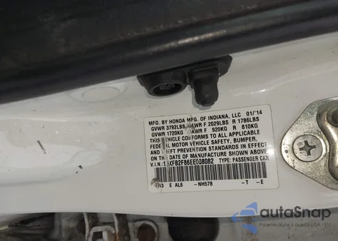 2014 Honda Civic Ex from USA, damaged, VIN 19XFB2F86EE008082